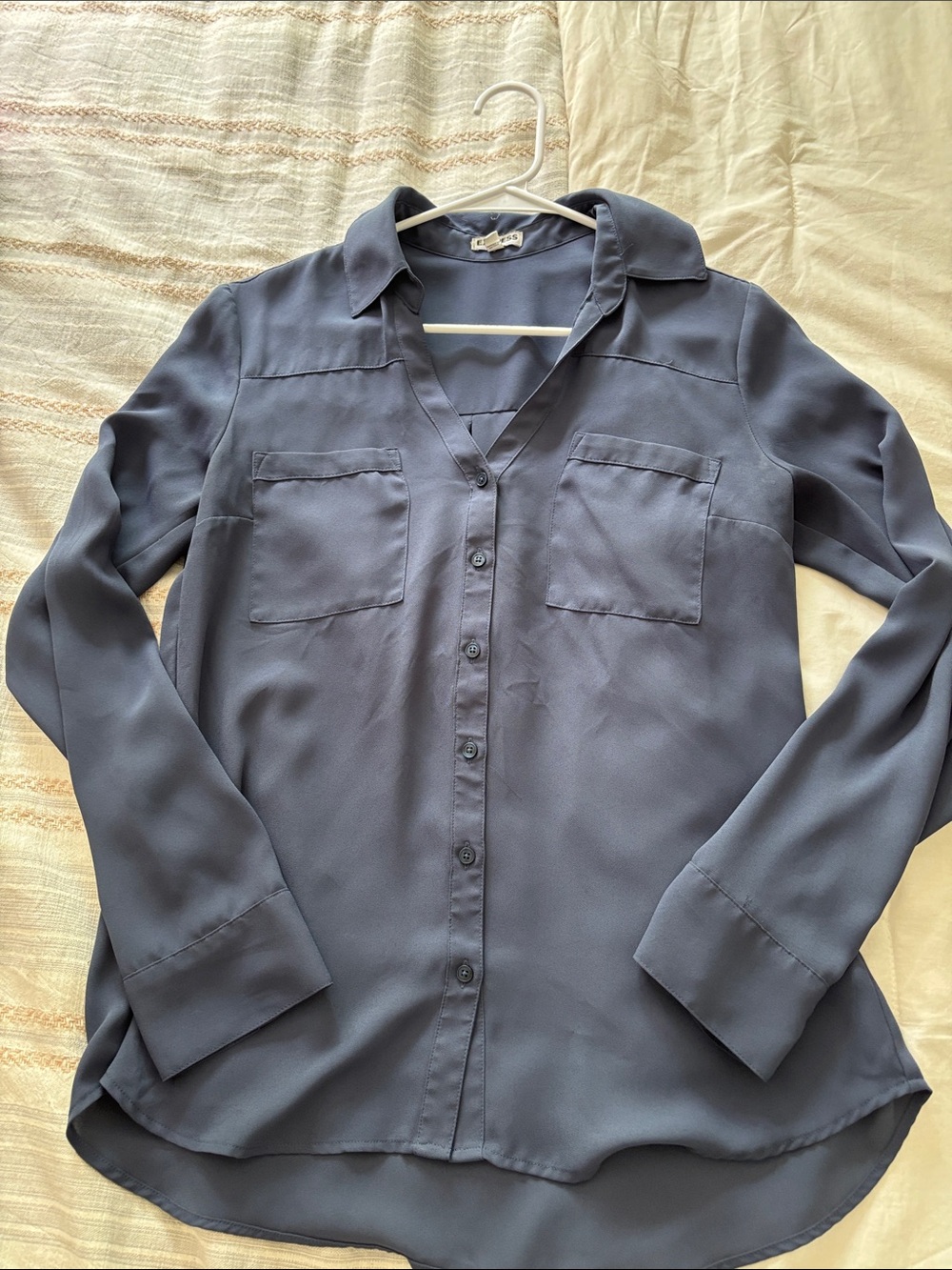 Express Slate Blue Button-Down Shirt